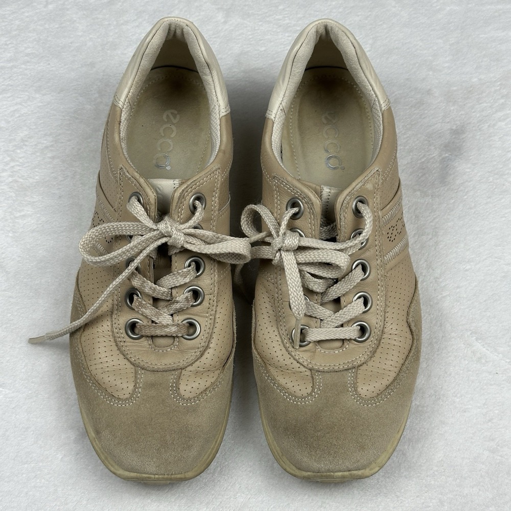 Ecco Shoes Sneakers Lace Up‎ Women Size 38 Tan Leather Upper